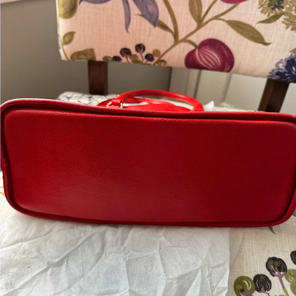Coach Red Leather Dome Satchel with Gold Hardware